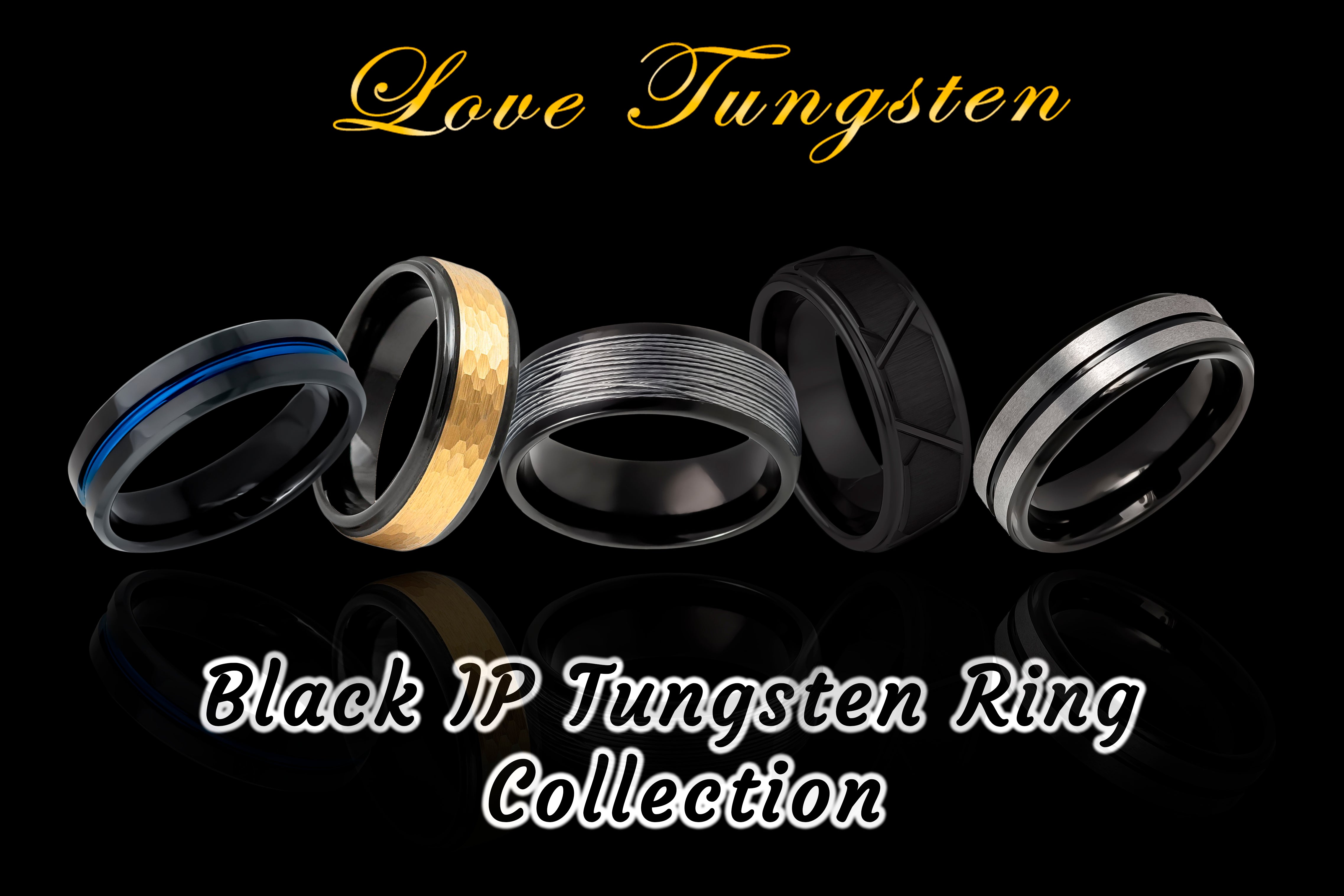 Love Tungsten's Black IP Tungsten Rings Collection