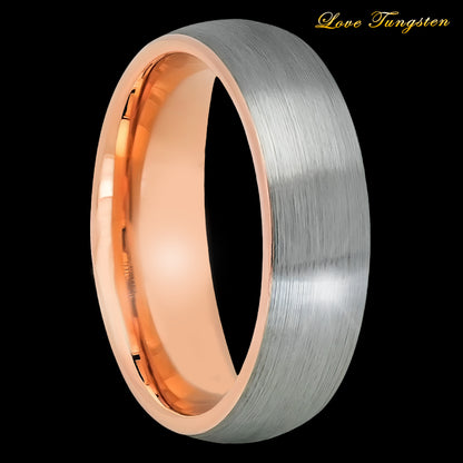 6mm Gunmetal Tungsten Ring with Rose Gold IP Brushed Finish | Modern & Durable