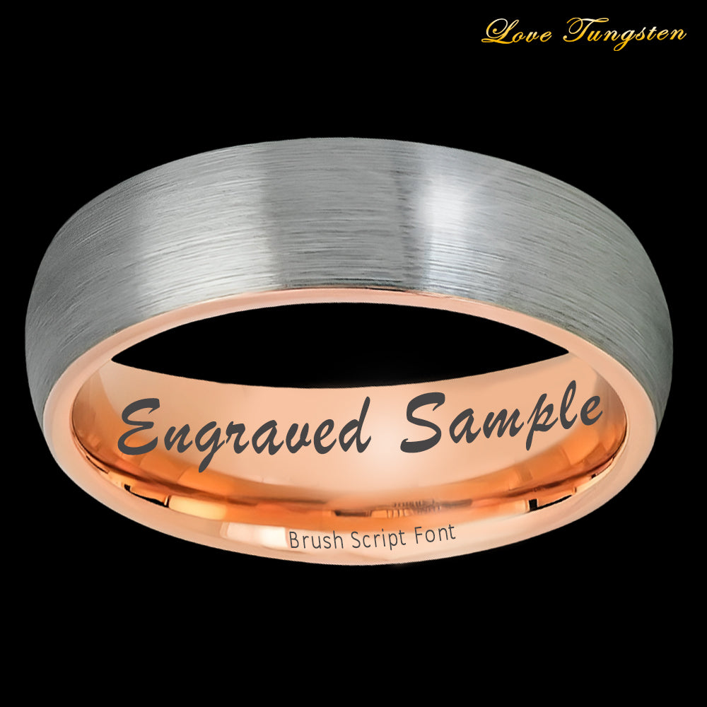 6mm Gunmetal Tungsten Ring with Rose Gold IP Brushed Finish | Modern & Durable