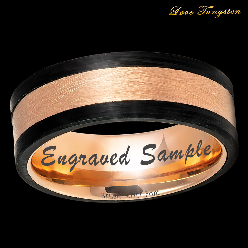 Carbon Fiber Edges & Rose Gold Tungsten Ring - 8mm | Sleek & Modern