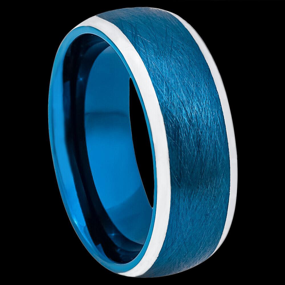 Comfort Blue IP Plated Tungsten Ring - 8mm - Love Tungsten