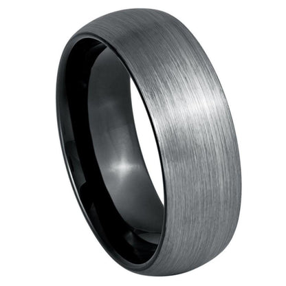 Domed Black & Gun Metal IP Plated Tungsten Ring - 8mm - Love Tungsten