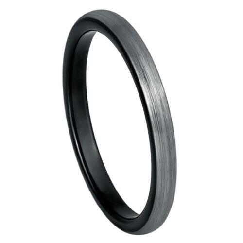 Domed Brushed Black & Gun Metal IP Tungsten Ring - 2mm - Love Tungsten