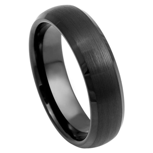 Gun Metal Beveled Edge Black IP Plated Tungsten Ring – 6 mm - Love Tungsten