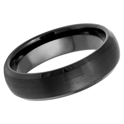 Gun Metal Beveled Edge Black IP Plated Tungsten Ring – 6 mm - Love Tungsten