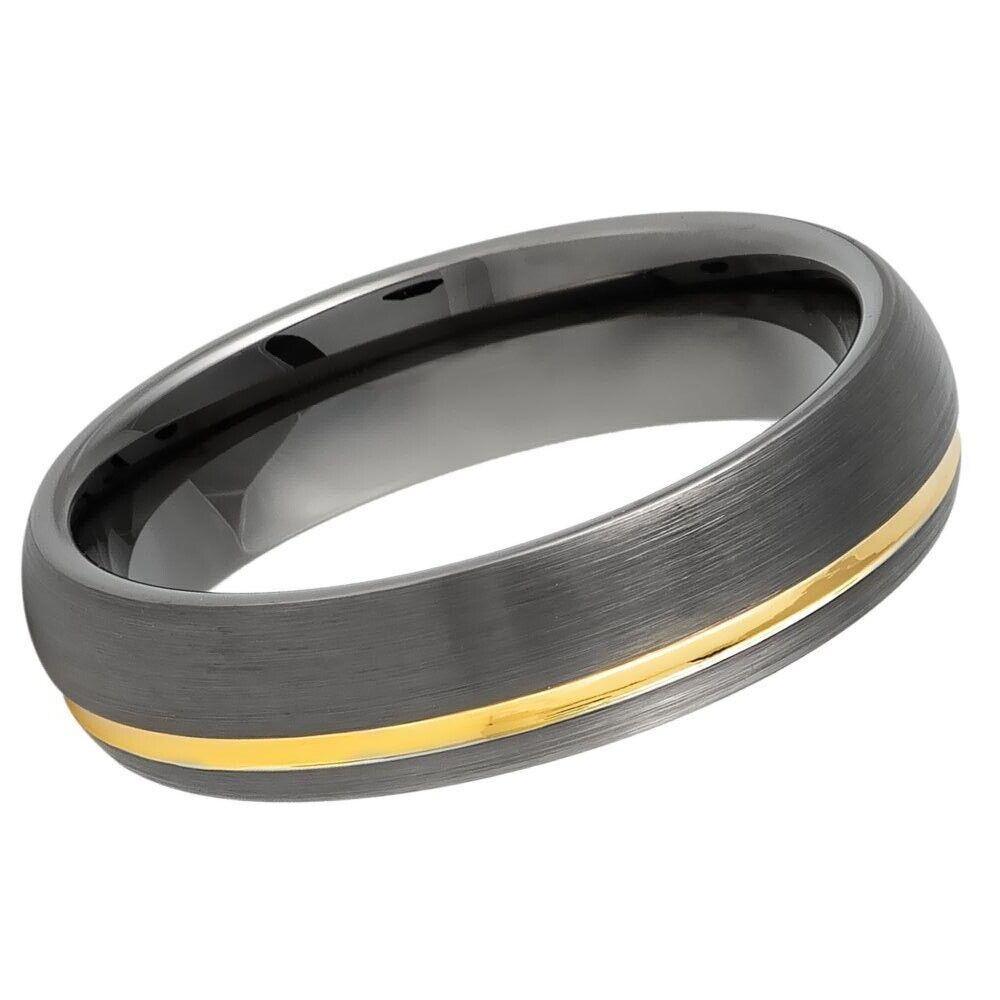 Gun Metal IP Plated Brushed Domed Tungsten Ring - 6mm - Love Tungsten