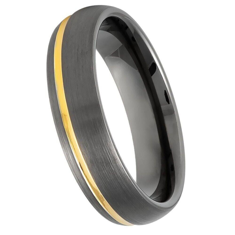 Gun Metal IP Plated Brushed Domed Tungsten Ring - 6mm - Love Tungsten