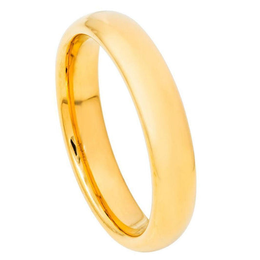High Polished Domed Style Yellow Gold IP Plated Tungsten Ring – 4 mm - Love Tungsten