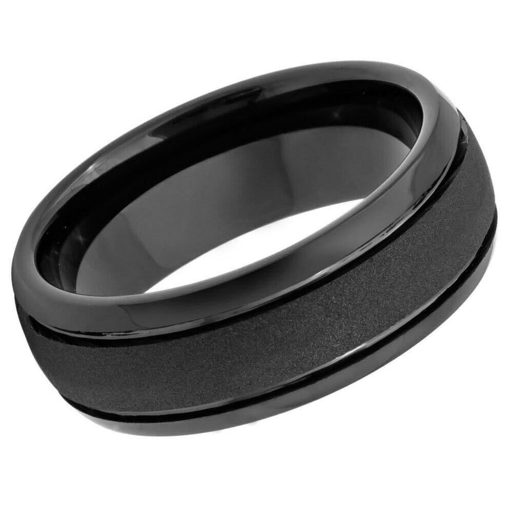 Sandstone Finish Black IP Tungsten Ring – 8 mm - Love Tungsten