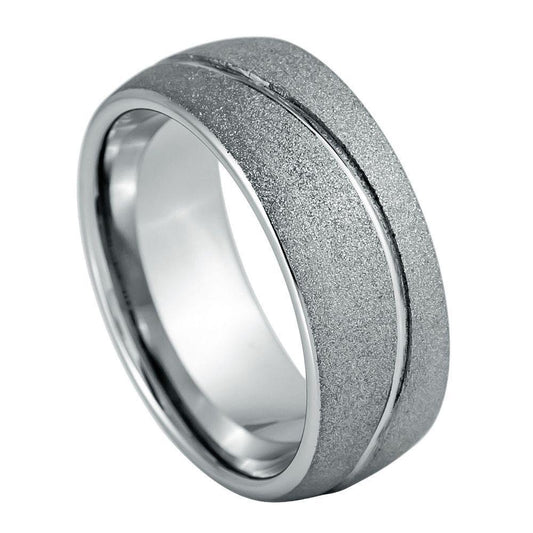 Unique Swirl Design Rough Stone Tungsten Ring - 8mm | Frosted Finish - Love Tungsten